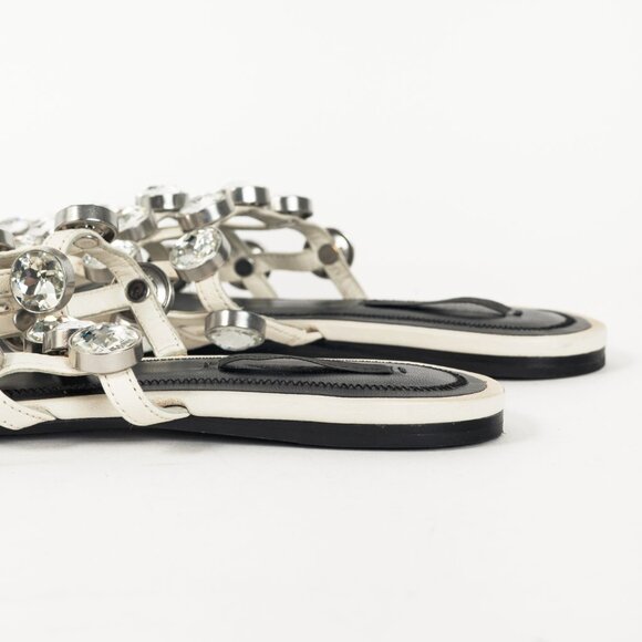 Alexander Wang Amelia White Crystal-Studded Cage Mules - Picture 8 of 9